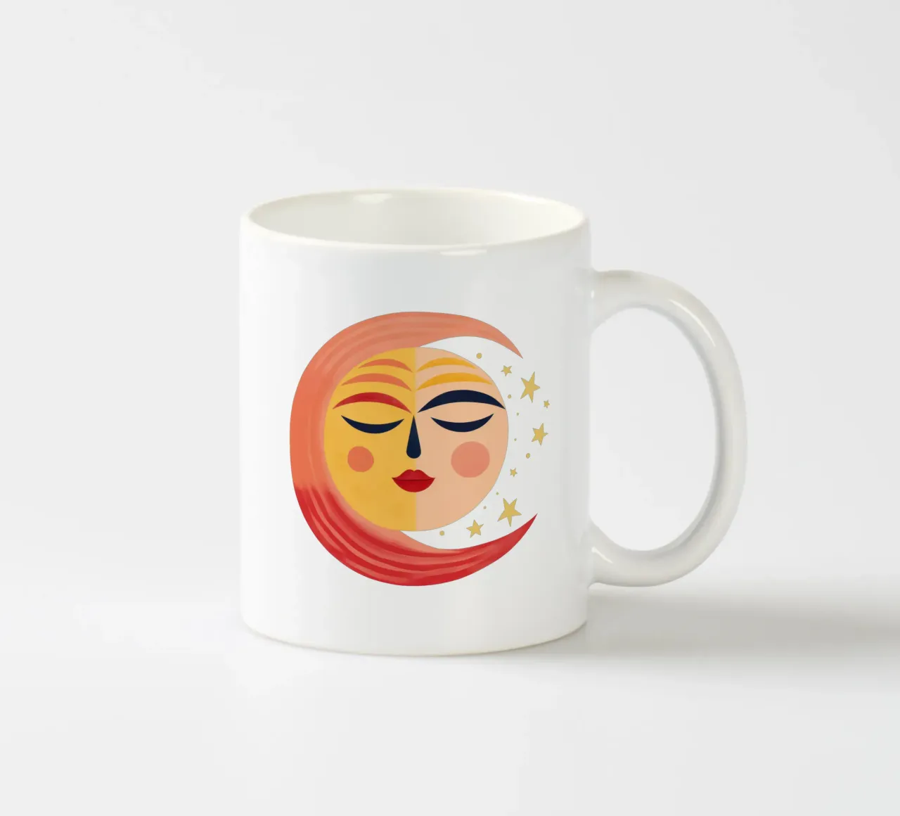 Skurrile Sonne und Mond Gesicht Keramik Tasse von Andrea Haase Modern Home