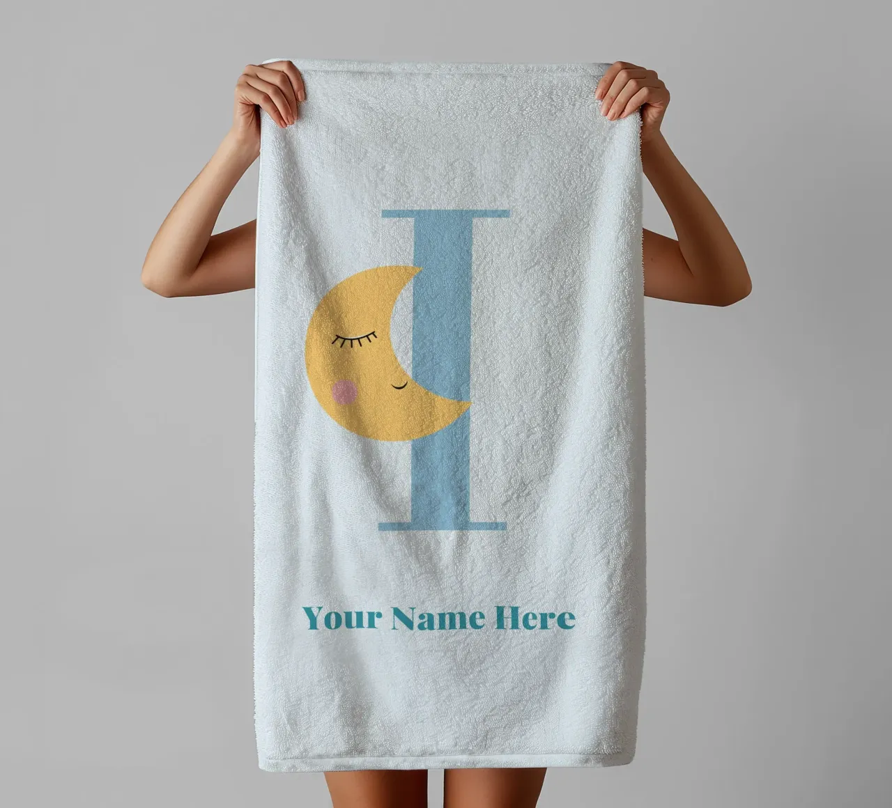 Letter I, Personalized Name Print, Personalized initial towel by The Custom Letter