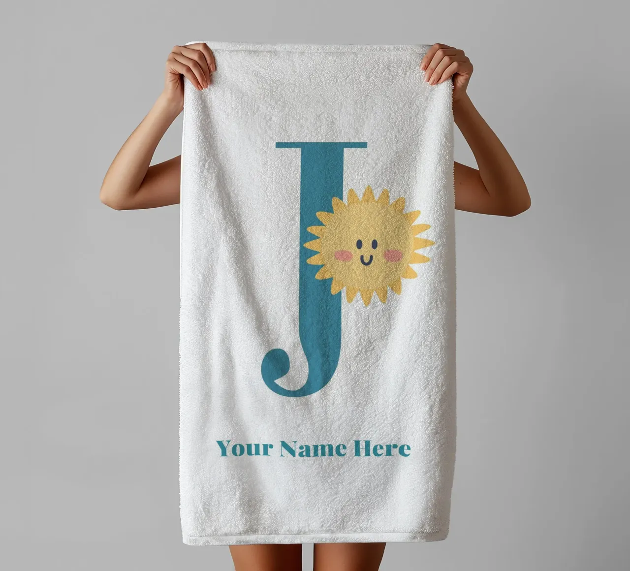 Letter J, Personalized Name Print, Personalized initial towel by The Custom Letter