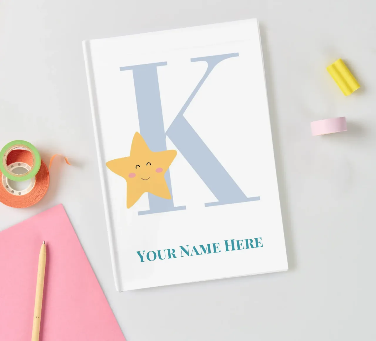 Letter K, Personalized Name Print, Personalized initial notebook by The Custom Letter