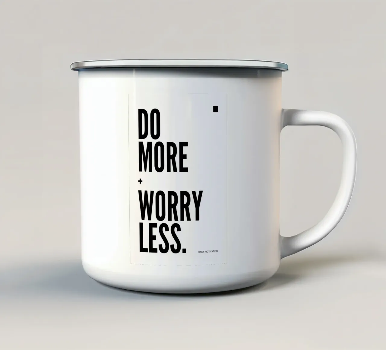 DO MORE, WORRY LESS. tazza in smalto da ARTEVO