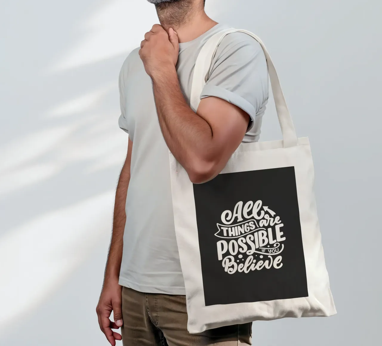 ALL THINGS ARE POSSIBLE borsa in juta da ARTEVO