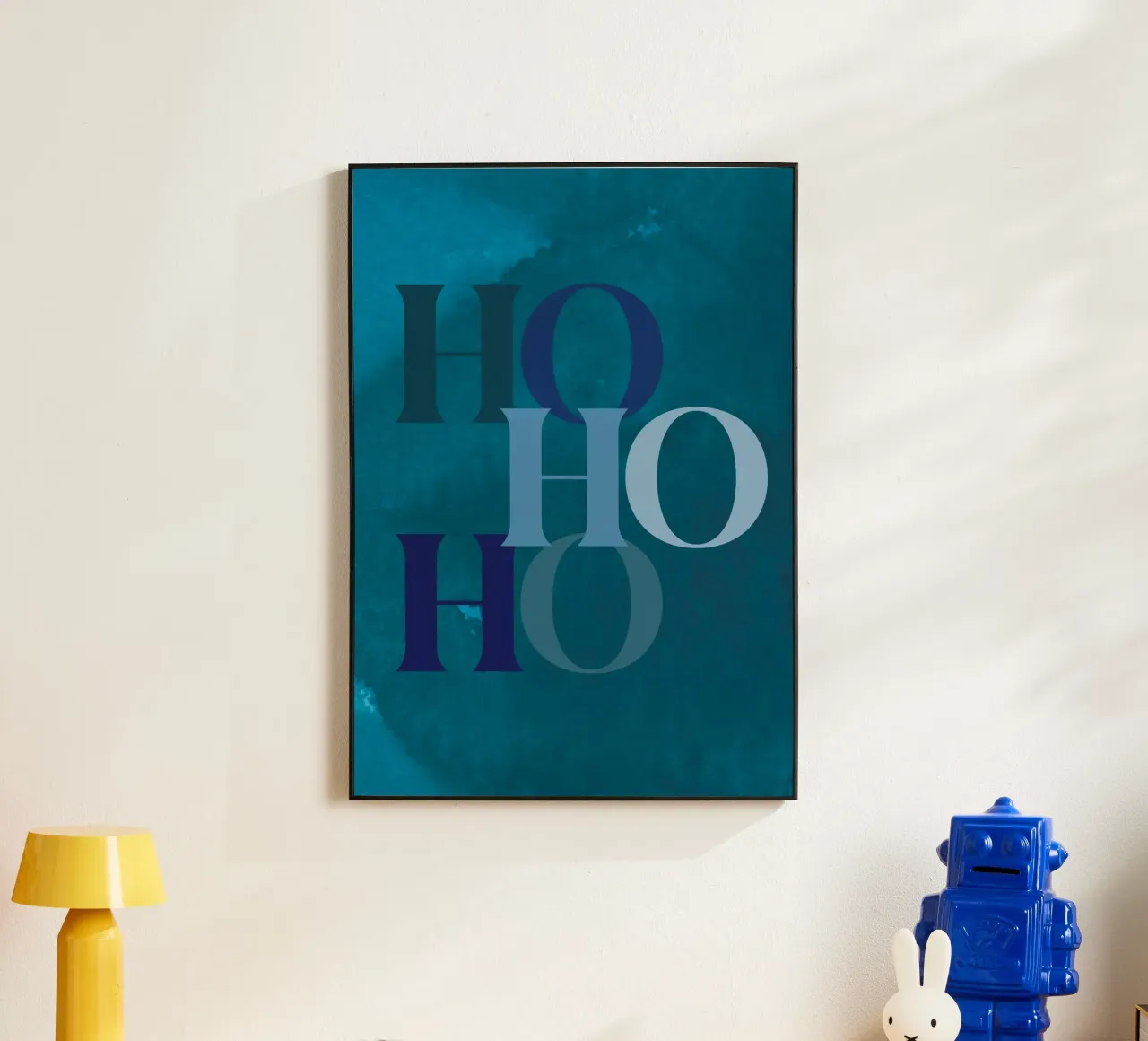 Ho Ho Ho Christmas Print, Elegant Wall Art, Teal Green Decor forex plate by TheHolidayShop