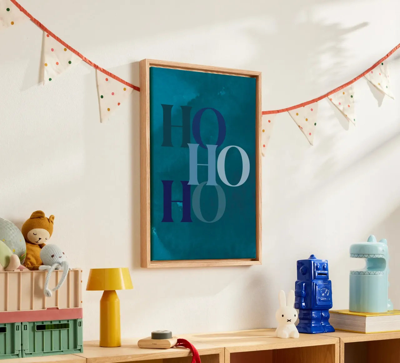 Ho Ho Ho Christmas Print, Elegant Wall Art, Teal Green Decor canvas by TheHolidayShop