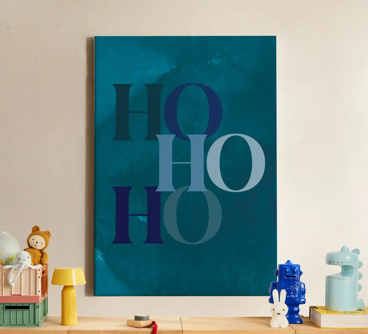 Ho Ho Ho Christmas Print, Elegant Wall Art, Teal Green Decor canvas by TheHolidayShop