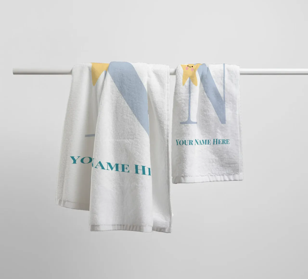 Letter N, Personalized Name Print, Personalized initial towel by The Custom Letter