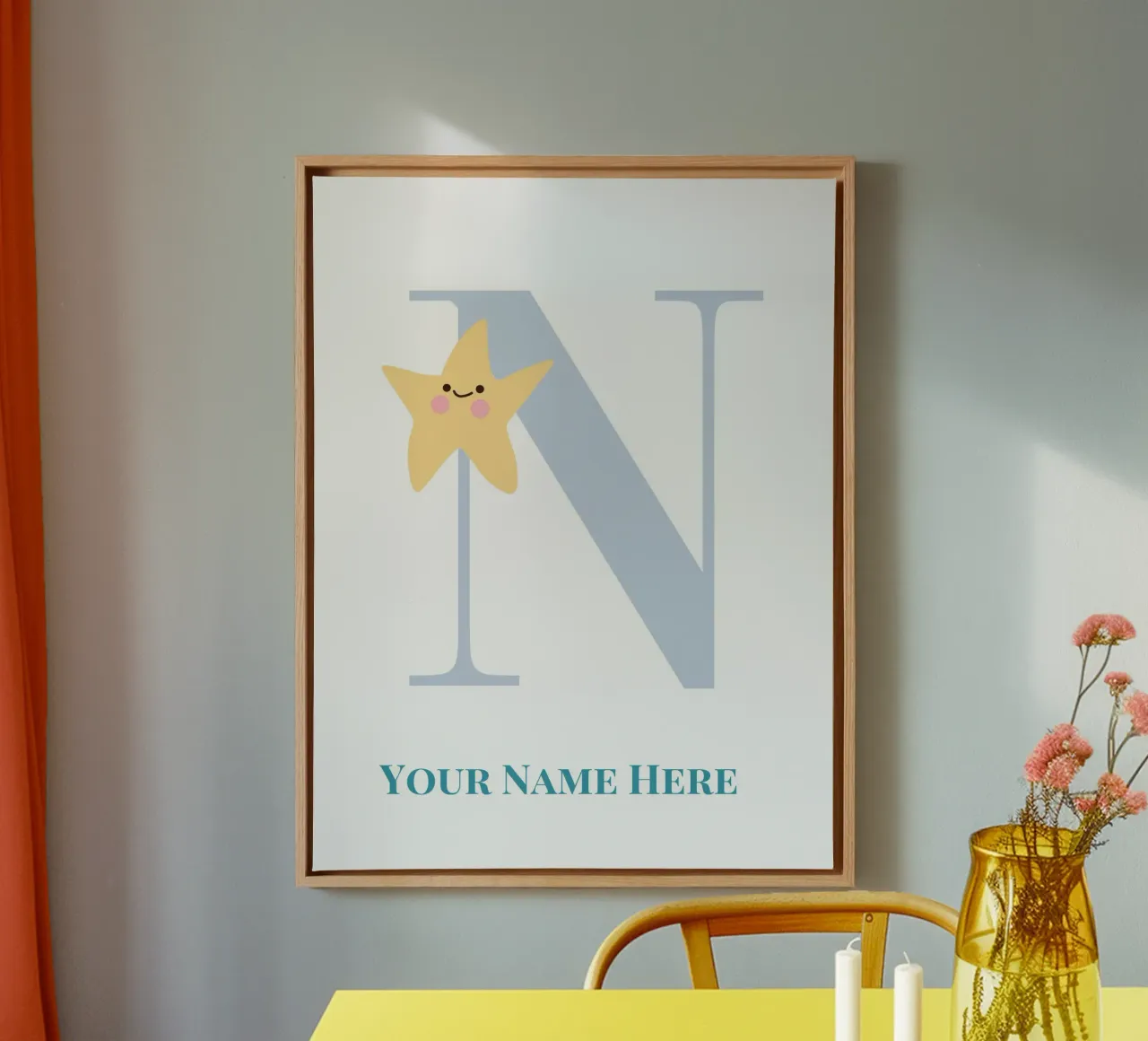 Letter N, Personalized Name Print, Personalized initial canvas by The Custom Letter