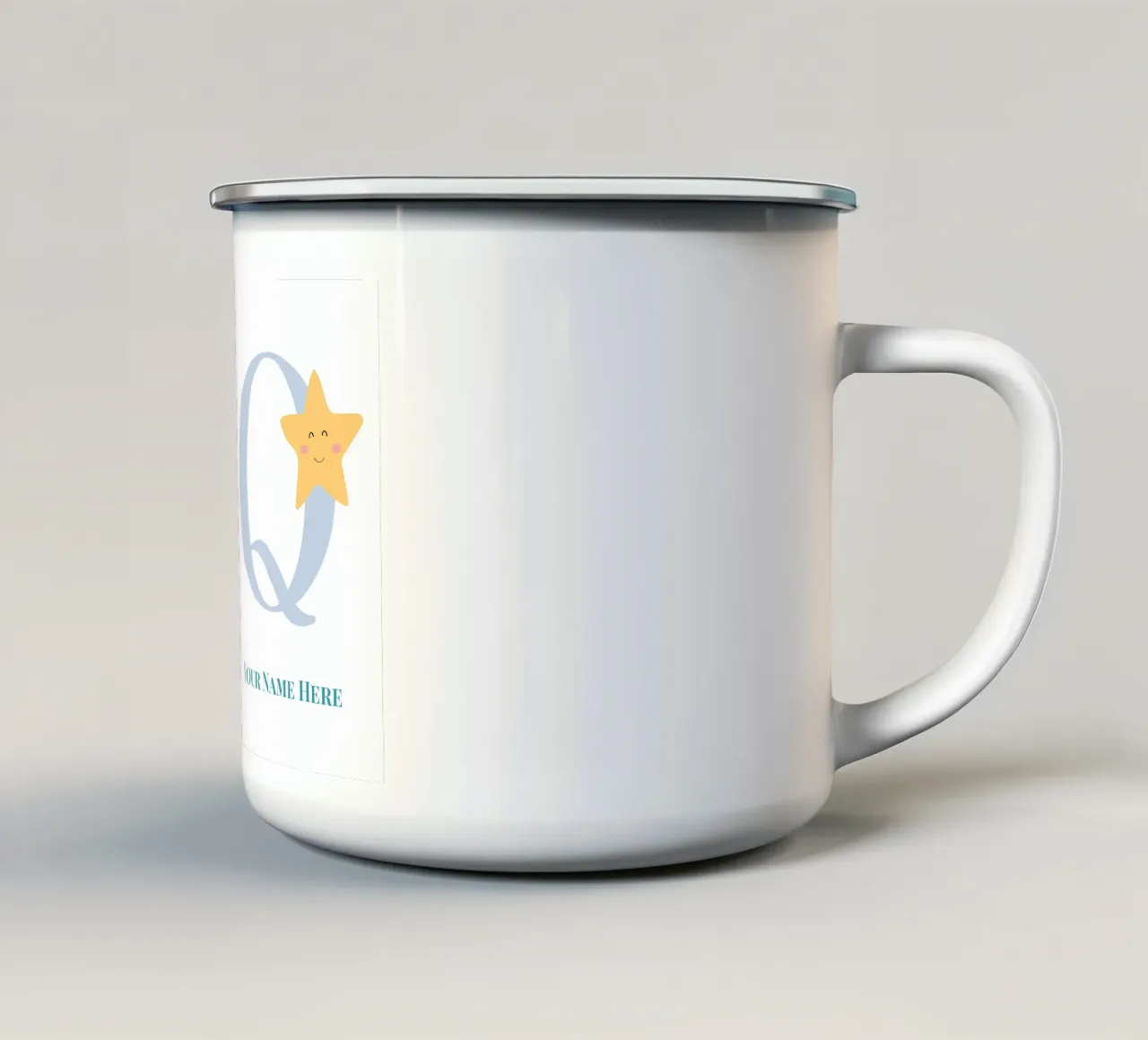 Letter Q, Personalized Name Print, Personalized initial enamel mug by The Custom Letter