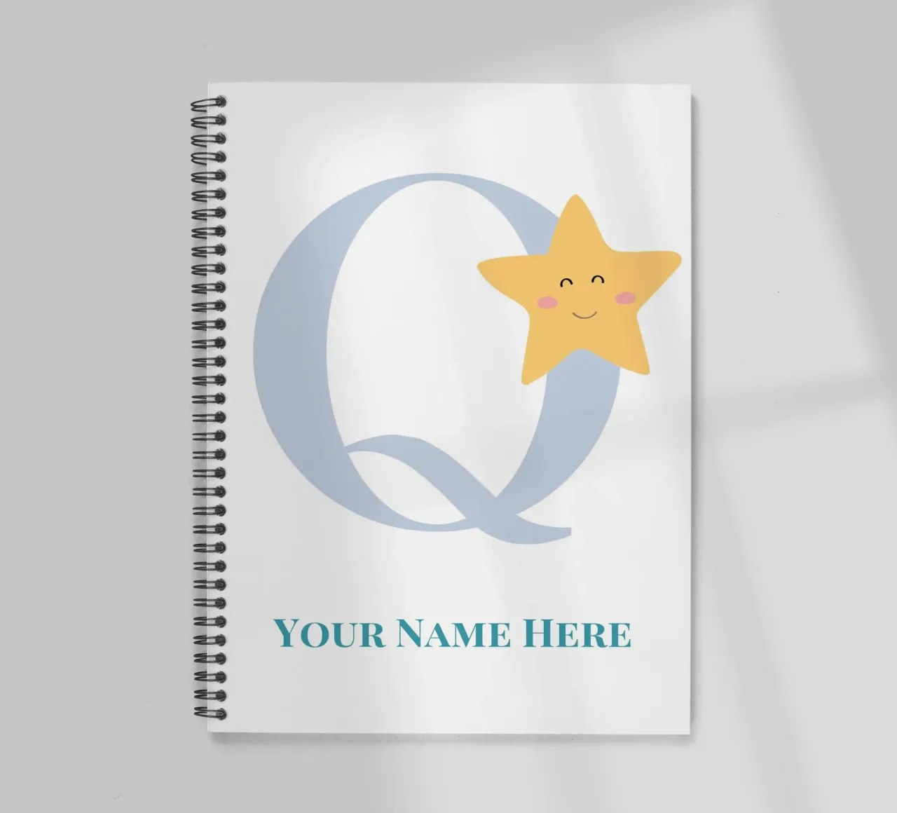 Letter Q, Personalized Name Print, Personalized initial spiral notebook by The Custom Letter