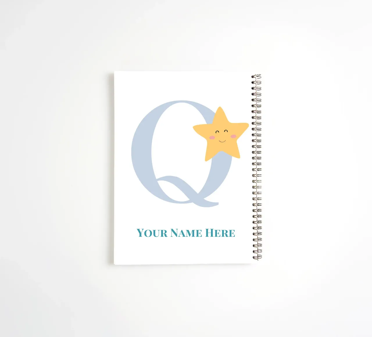 Letter Q, Personalized Name Print, Personalized initial spiral notebook by The Custom Letter