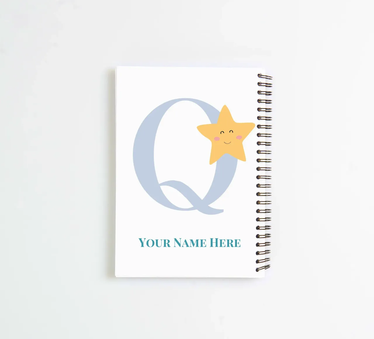 Letter Q, Personalized Name Print, Personalized initial spiral notebook by The Custom Letter