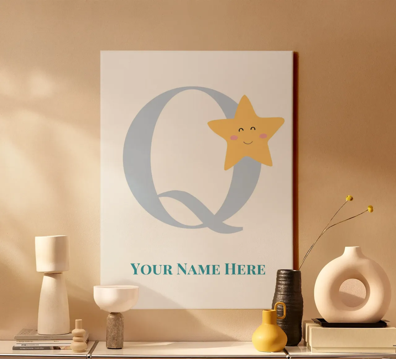 Letter Q, Personalized Name Print, Personalized initial canvas by The Custom Letter