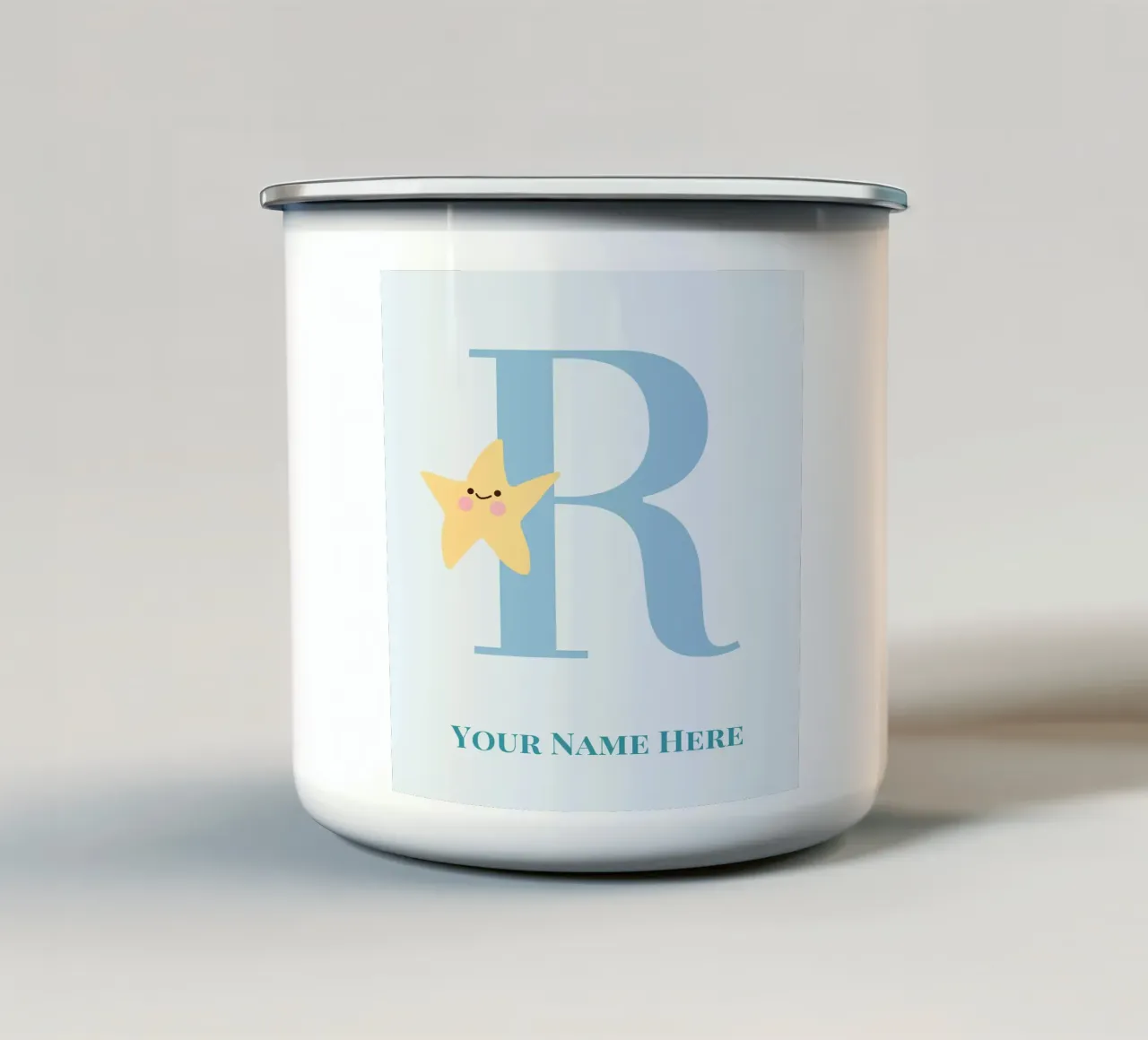 Letter R, Personalized Name Print, Personalized initial enamel mug by The Custom Letter