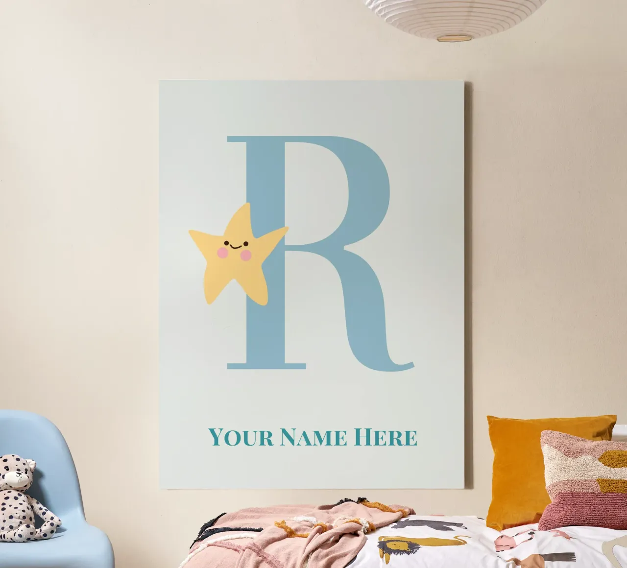 Letter R, Personalized Name Print, Personalized initial canvas by The Custom Letter