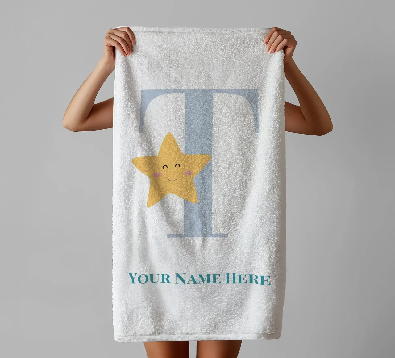 Letter T, Personalized Name Print, Personalized initial towel by The Custom Letter
