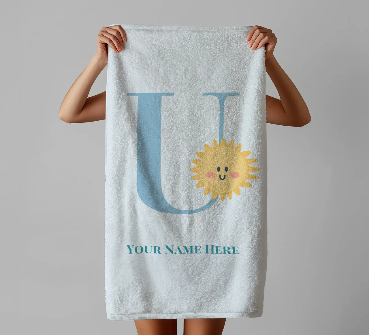 Letter U, Personalized Name Print, Personalized initial towel by The Custom Letter