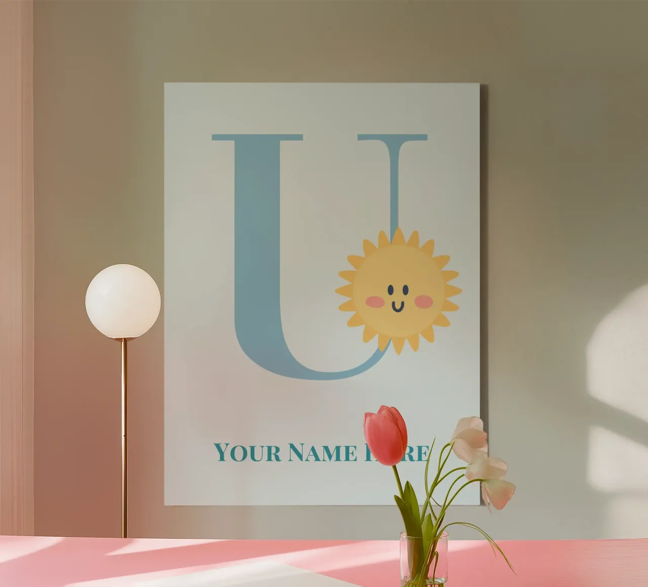 Letter U, Personalized Name Print, Personalized initial canvas by The Custom Letter