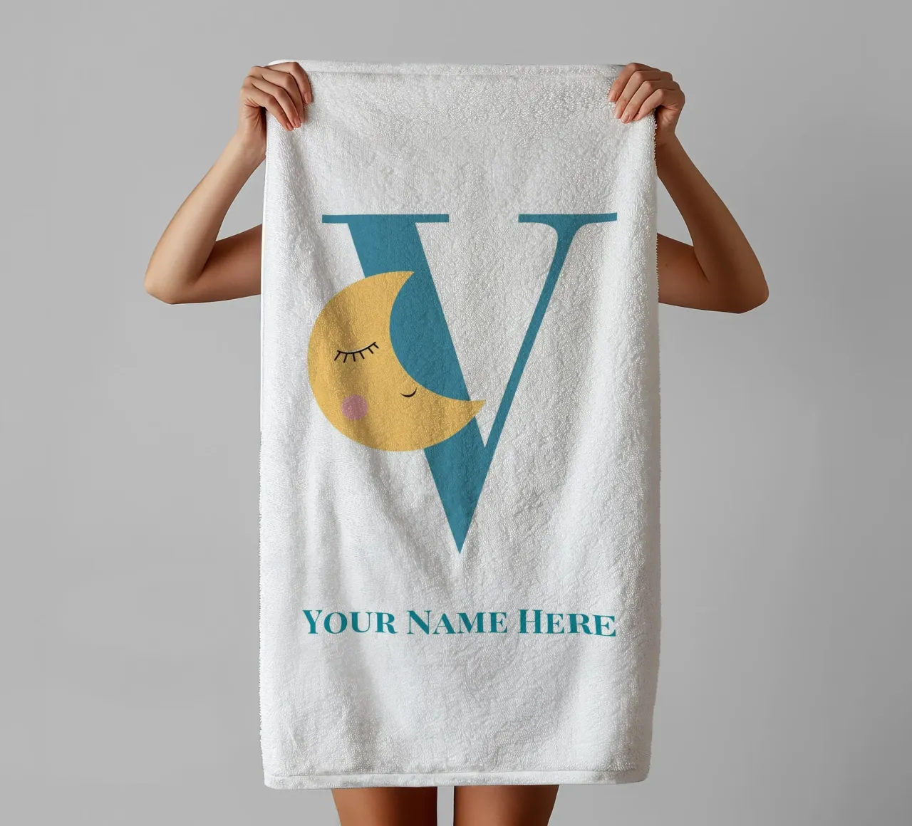 Letter V, Personalized Name Print, Personalized initial towel by The Custom Letter