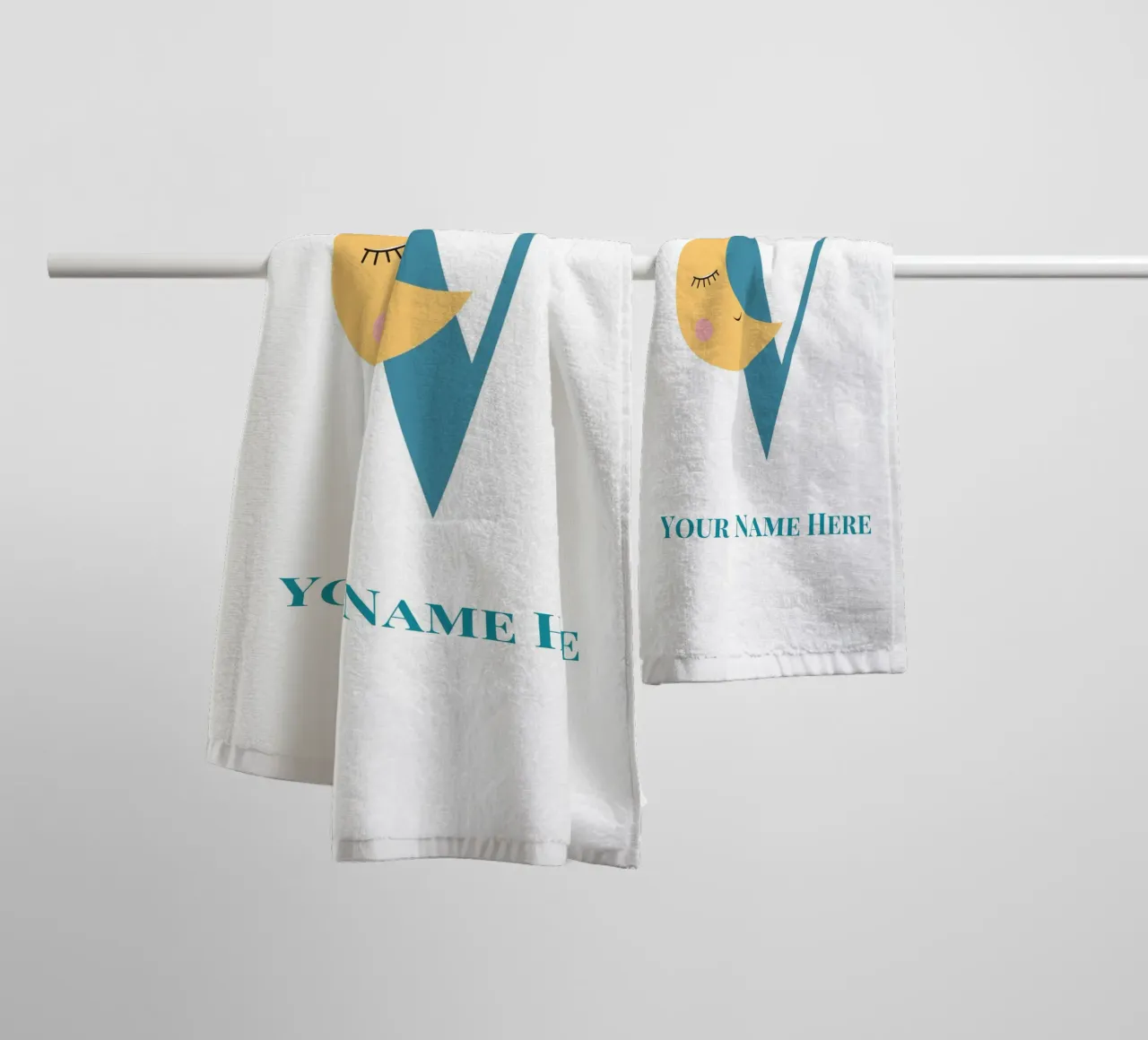 Letter V, Personalized Name Print, Personalized initial towel by The Custom Letter