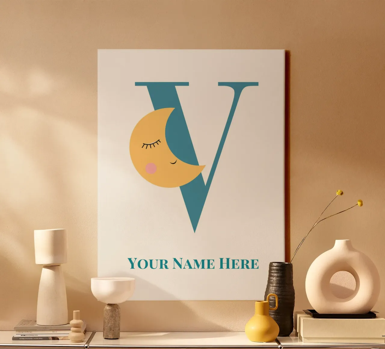 Letter V, Personalized Name Print, Personalized initial canvas by The Custom Letter