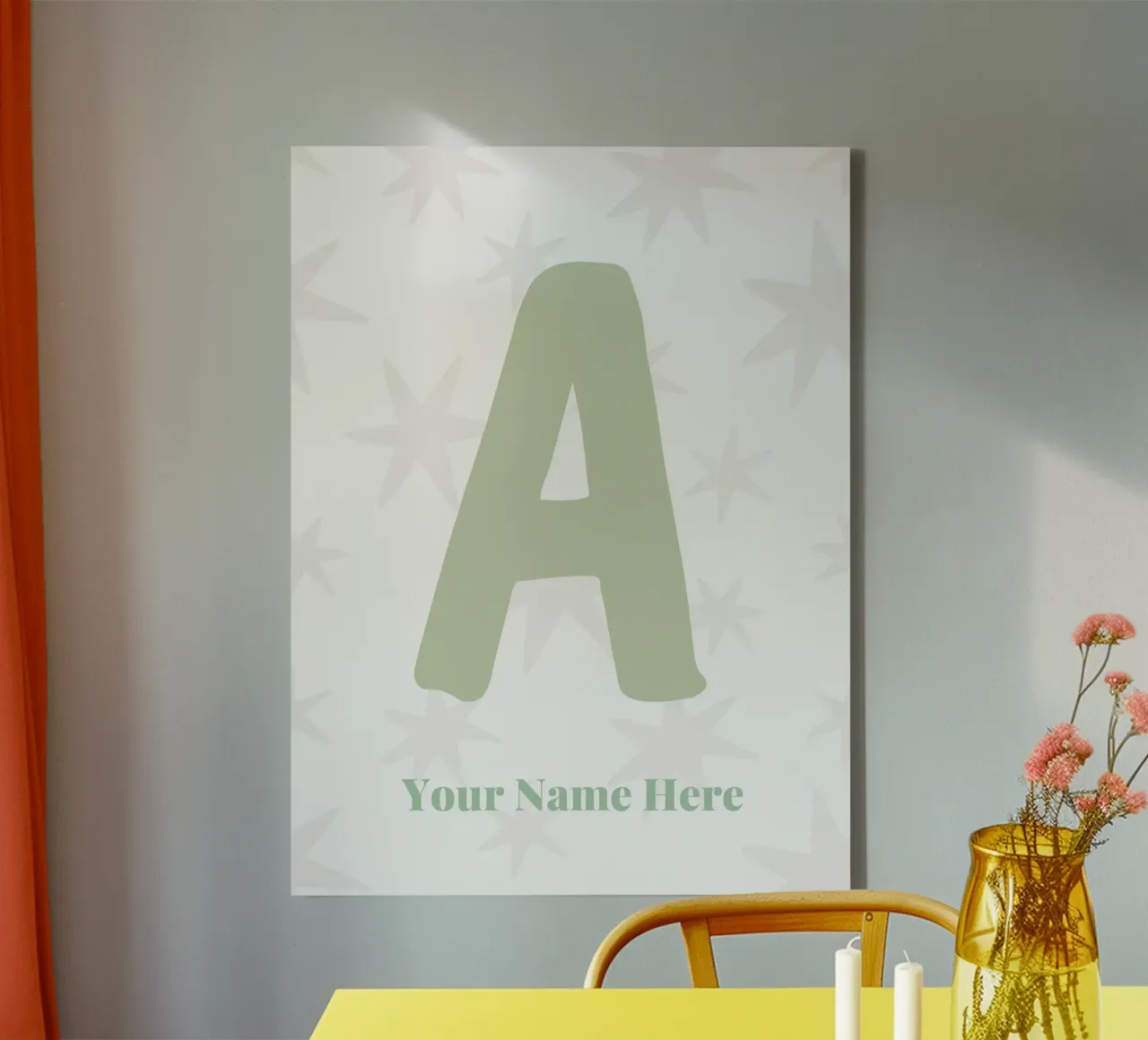 Letter A, Personalized Name Print, Personalized initial canvas by The Custom Letter