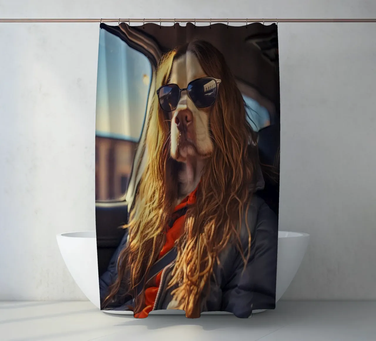 Max douchegordijn van Affiches Chien Originales – Dogland