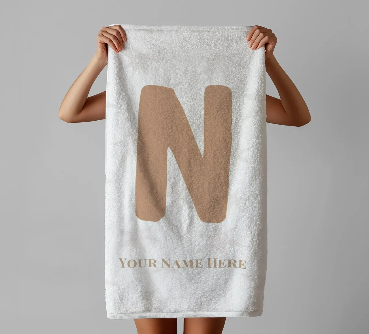 Letter N, Personalized Name Print, Personalized initial towel by The Custom Letter