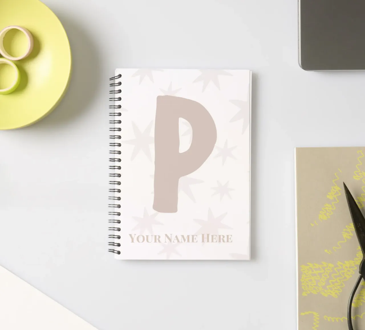 Letter P, Personalized Name Print, Personalized initial spiral notebook by The Custom Letter
