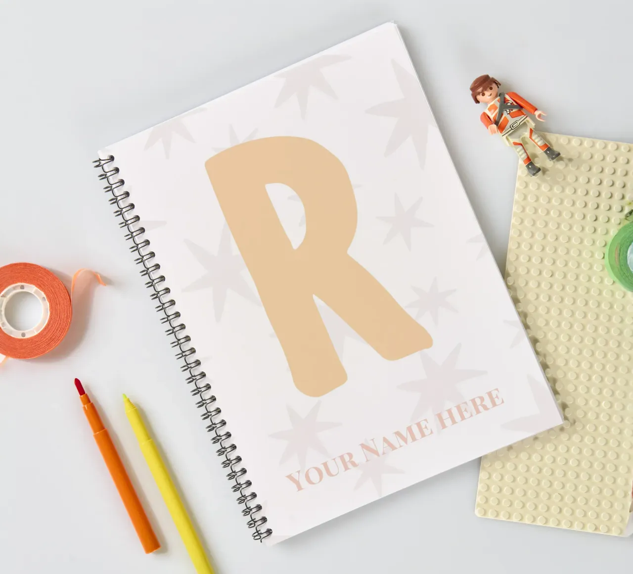 Letter R, Personalized Name Print, Personalized initial spiral notebook by The Custom Letter