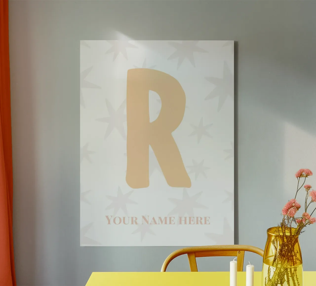 Letter R, Personalized Name Print, Personalized initial canvas by The Custom Letter