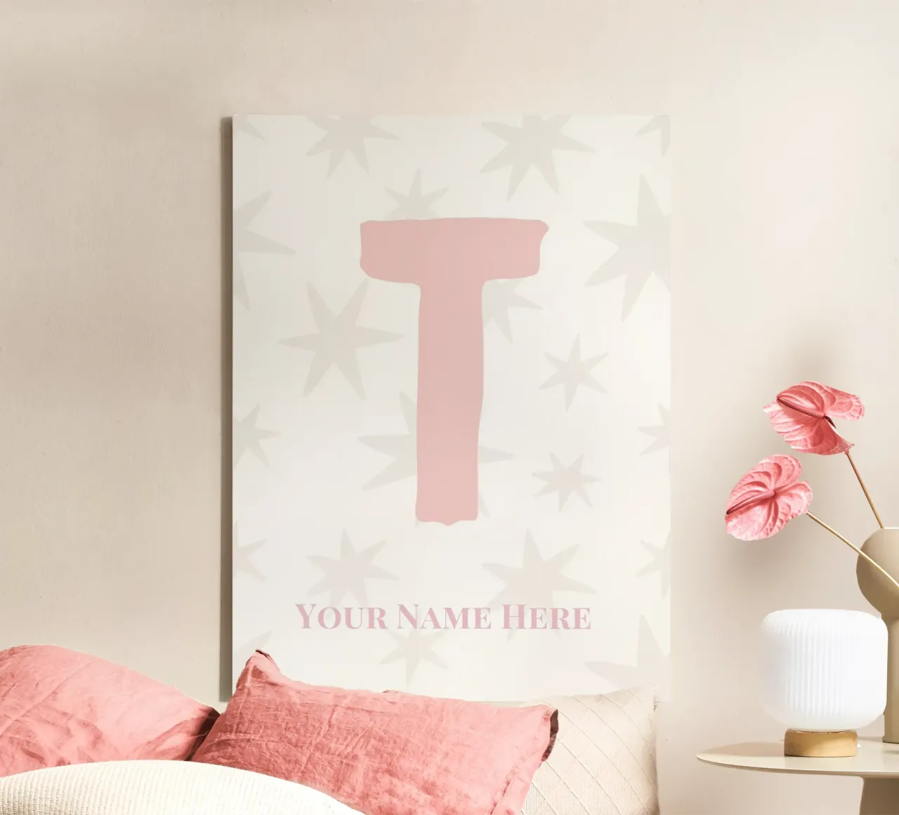 Letter T, Personalized Name Print, Personalized initial canvas by The Custom Letter
