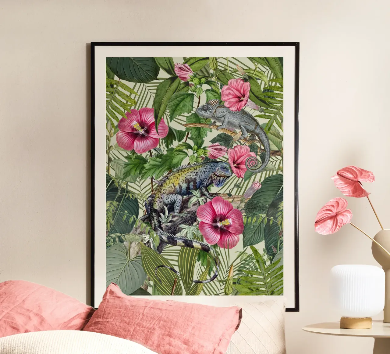 Il paradiso delle iguane tropicali poster con telaio in plastica da Andrea Haase Vintage World