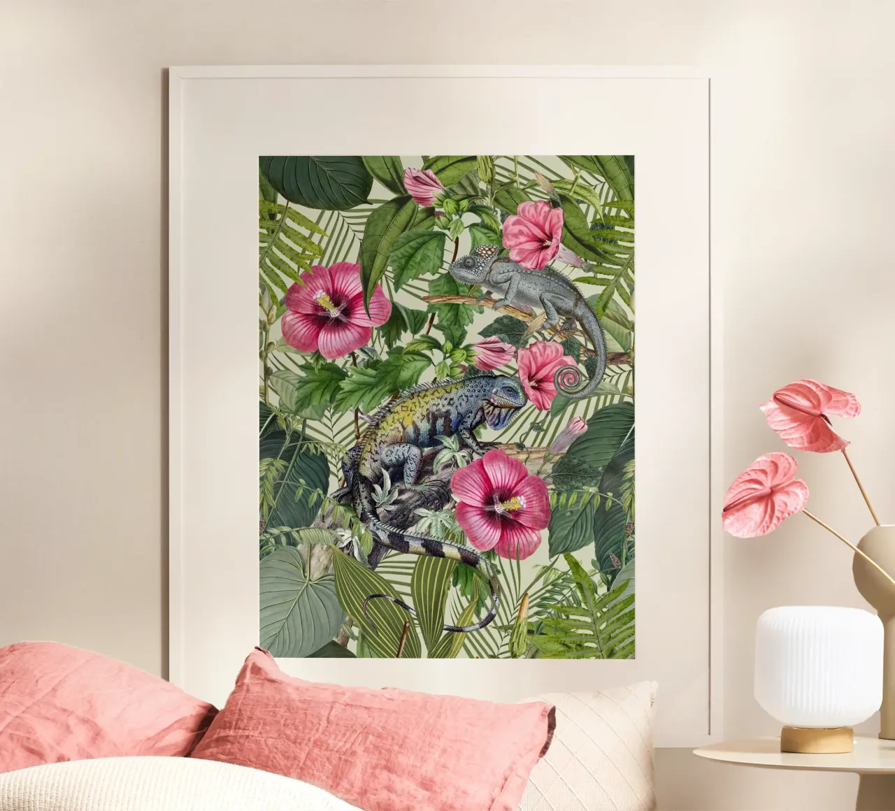 Il paradiso delle iguane tropicali poster con telaio in plastica da Andrea Haase Vintage World