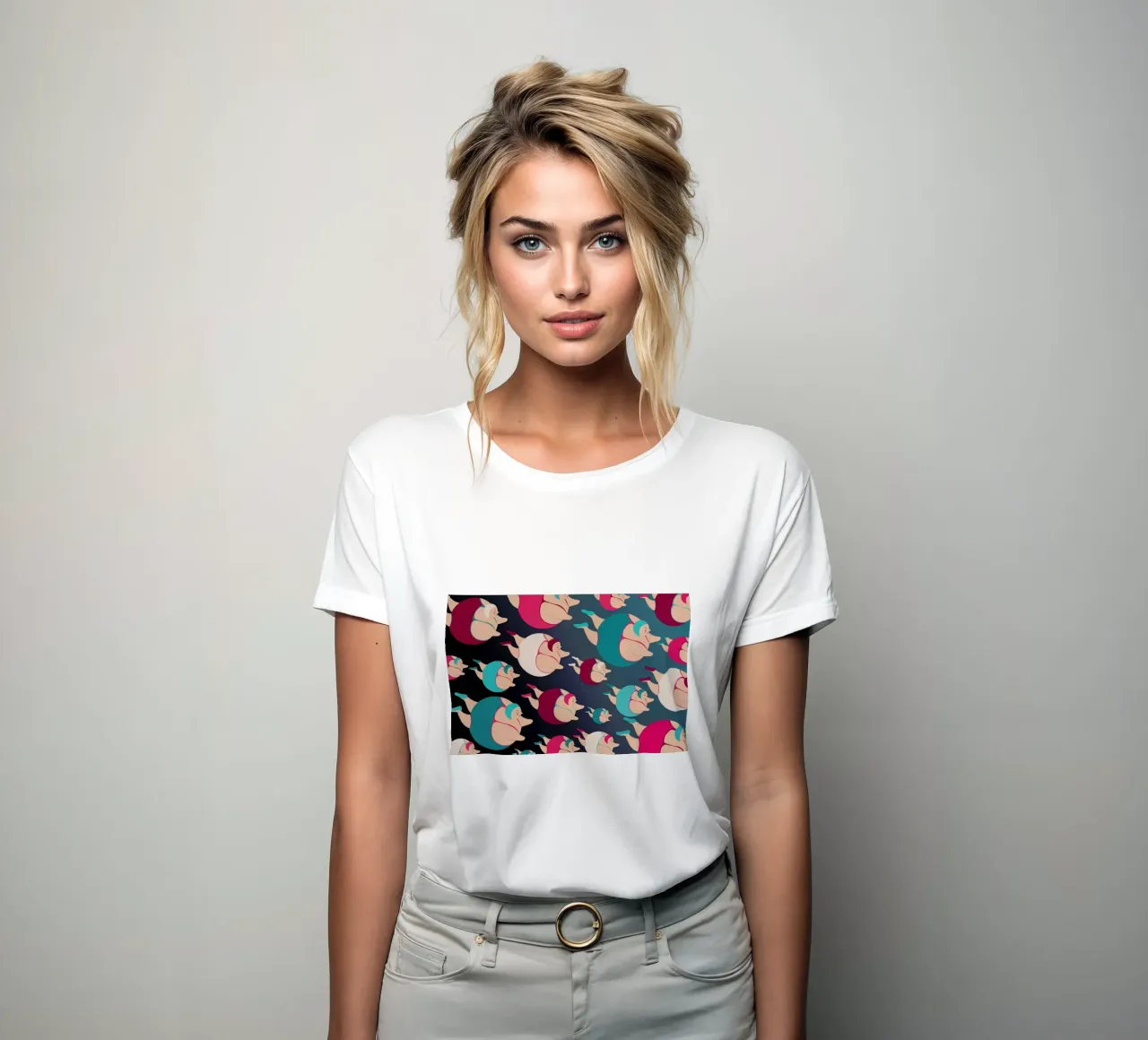 Night time swimmers dames t-shirt getailleerd van Maria Kritzas