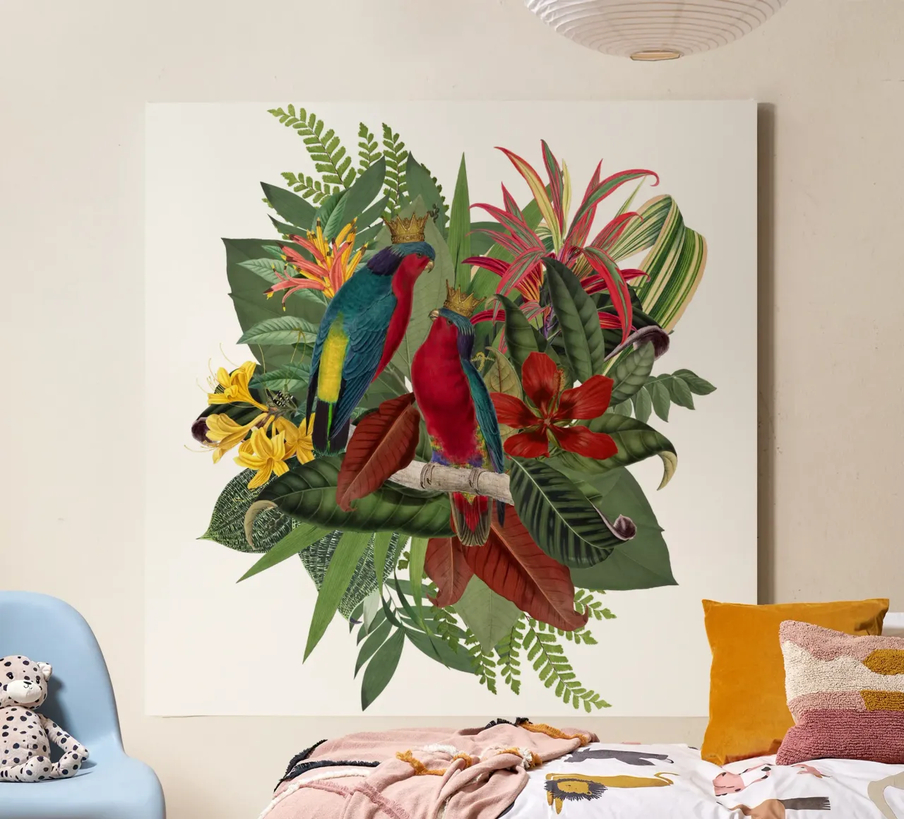 Dschungel Papageien Königreich Leinwand mit Schattenfugenrahmen von Andrea Haase Vintage World