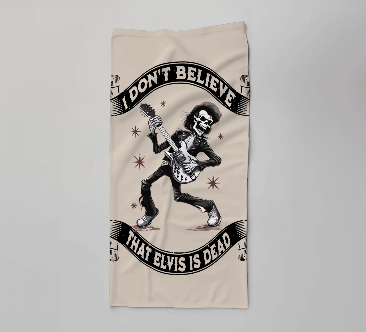 Ik geloof niet dat Elvis dood is badhanddoek van Gunawan Rb