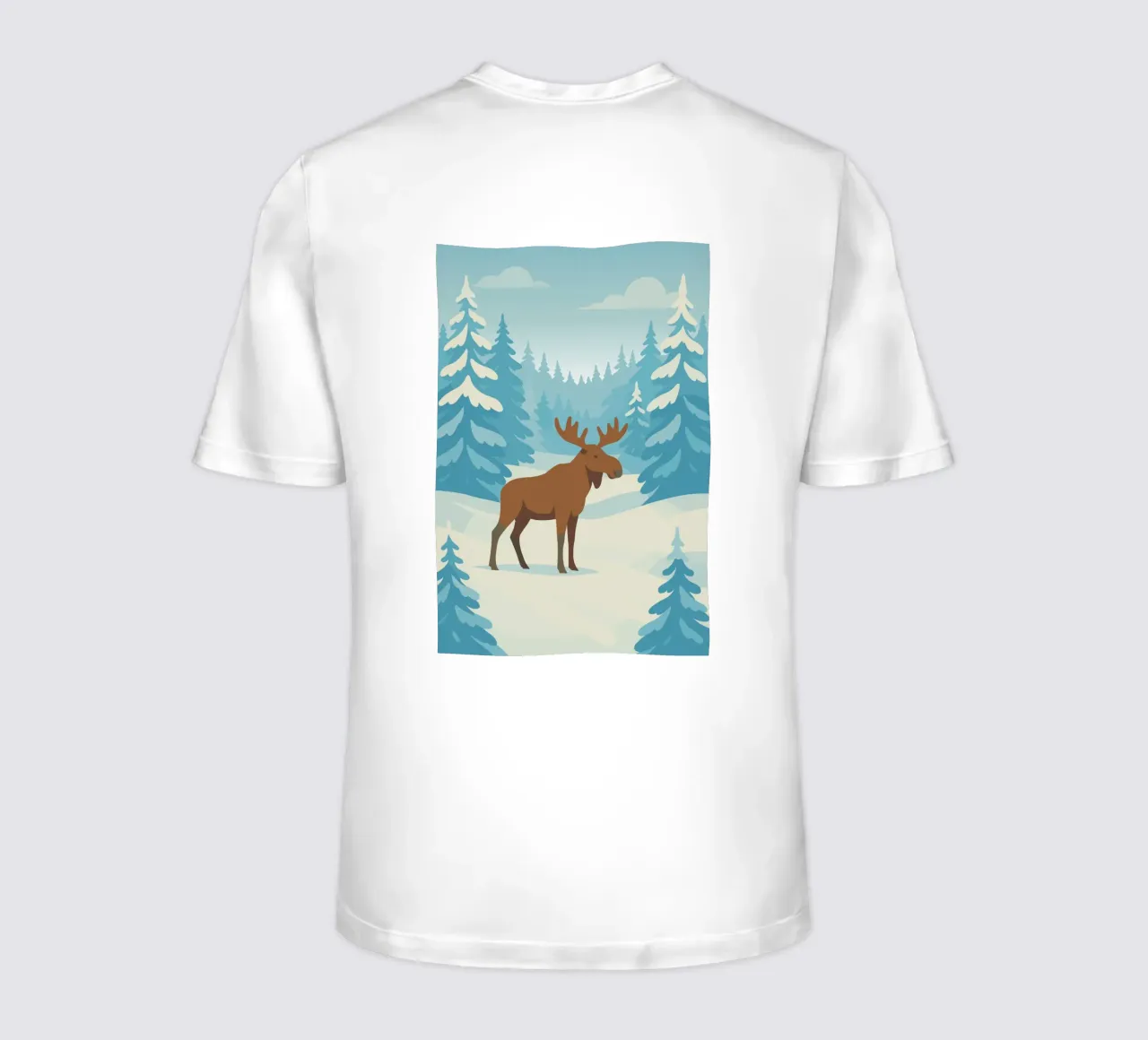 Alce in una foresta innevata t-shirt da minimalist designs