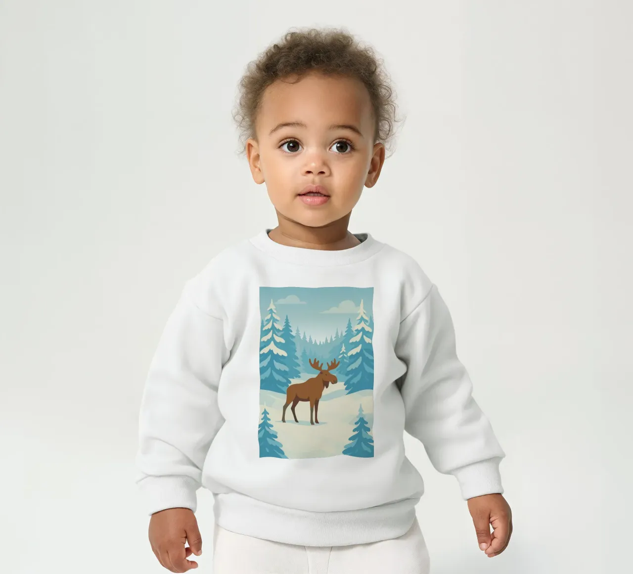 Alce in una foresta innevata felpa neonato da minimalist designs