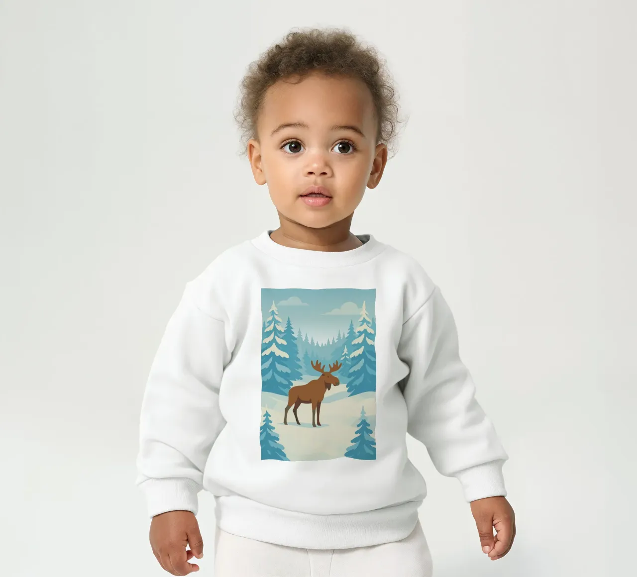 Alce in una foresta innevata felpa neonato da minimalist designs