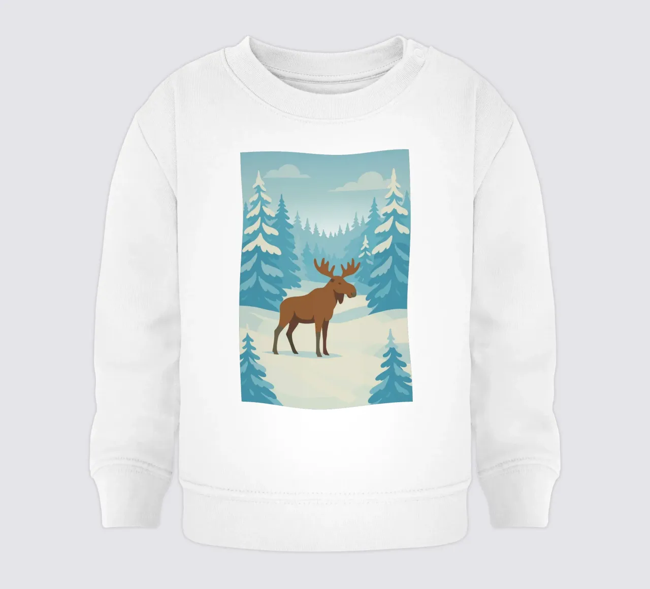 Alce in una foresta innevata felpa neonato da minimalist designs