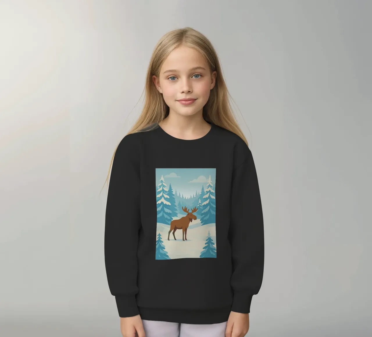 Alce in una foresta innevata felpa bambino da minimalist designs