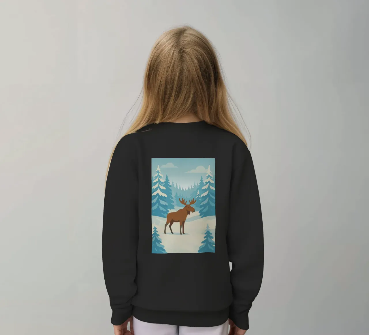 Alce in una foresta innevata felpa bambino da minimalist designs