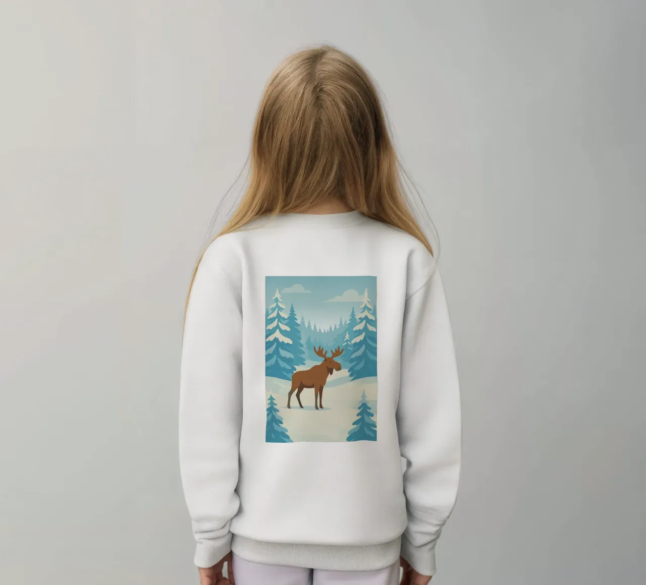 Alce in una foresta innevata felpa bambino da minimalist designs