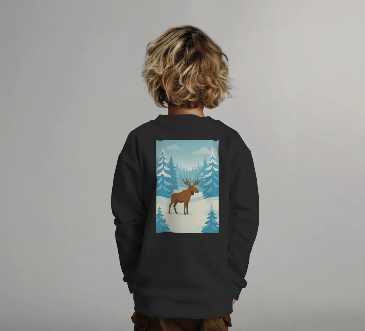 Alce in una foresta innevata felpa bambino da minimalist designs