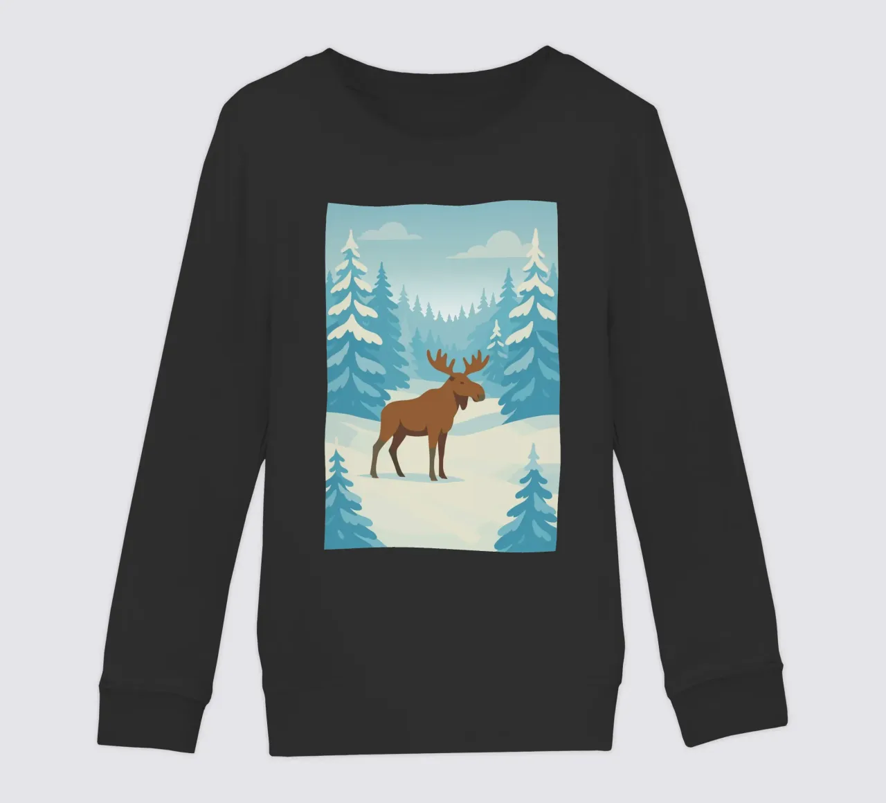 Alce in una foresta innevata felpa bambino da minimalist designs