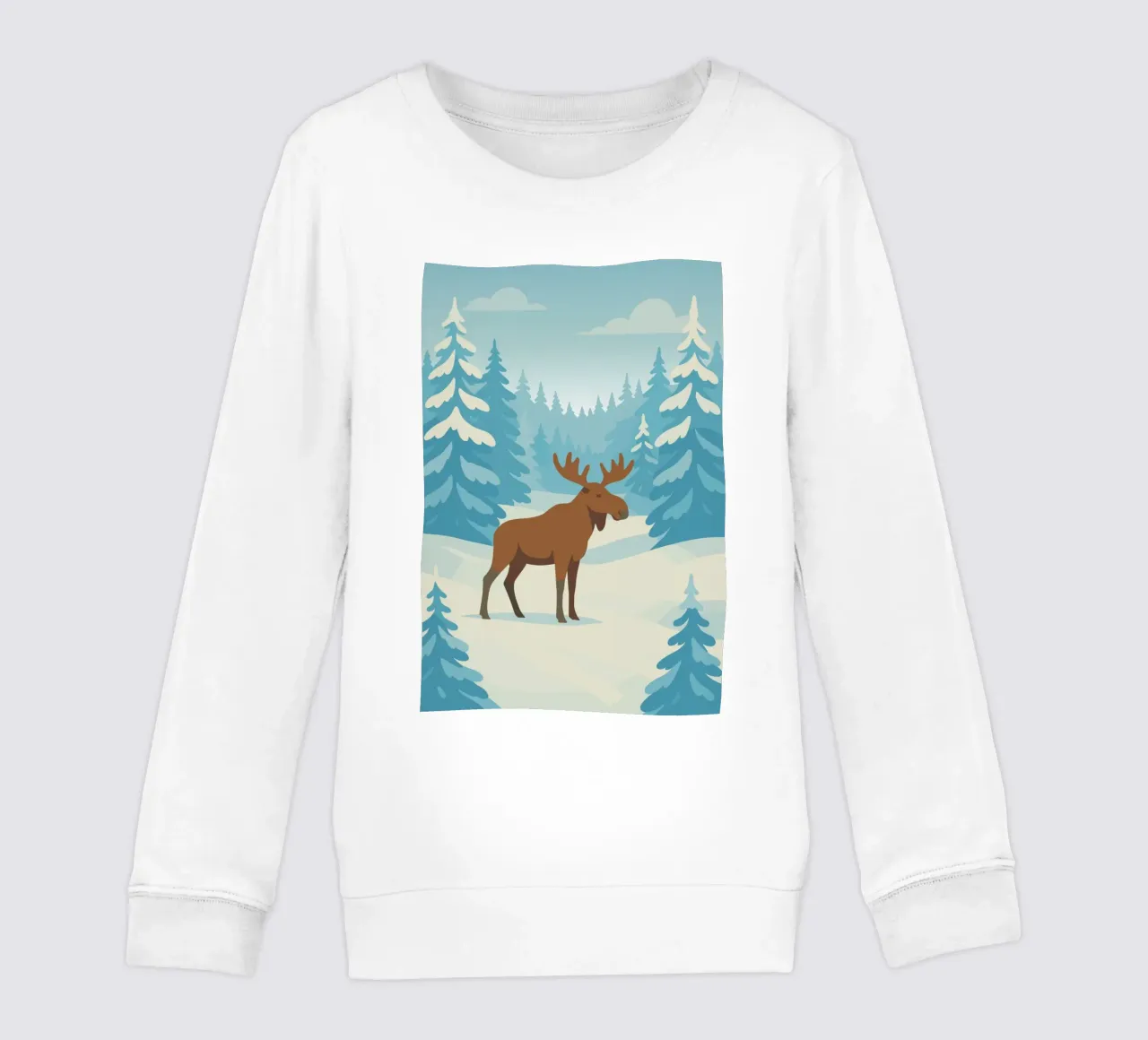 Alce in una foresta innevata felpa bambino da minimalist designs