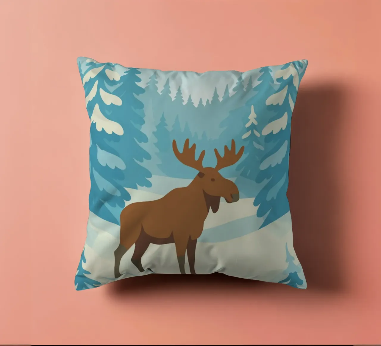 Alce in una foresta innevata cuscino da minimalist designs