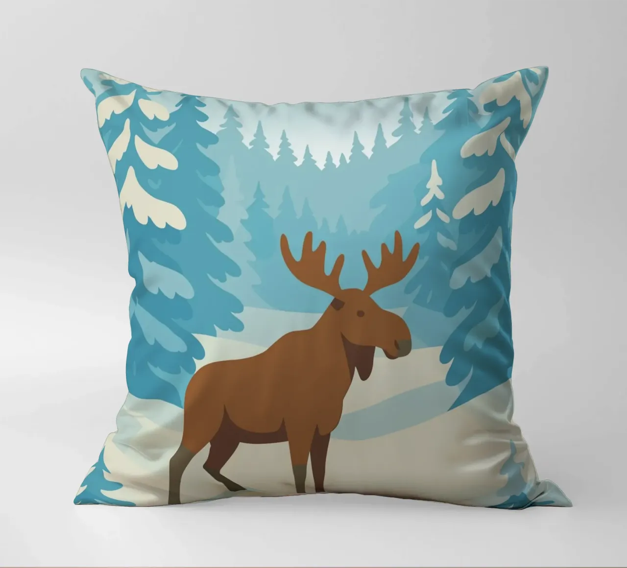 Alce in una foresta innevata cuscino da minimalist designs