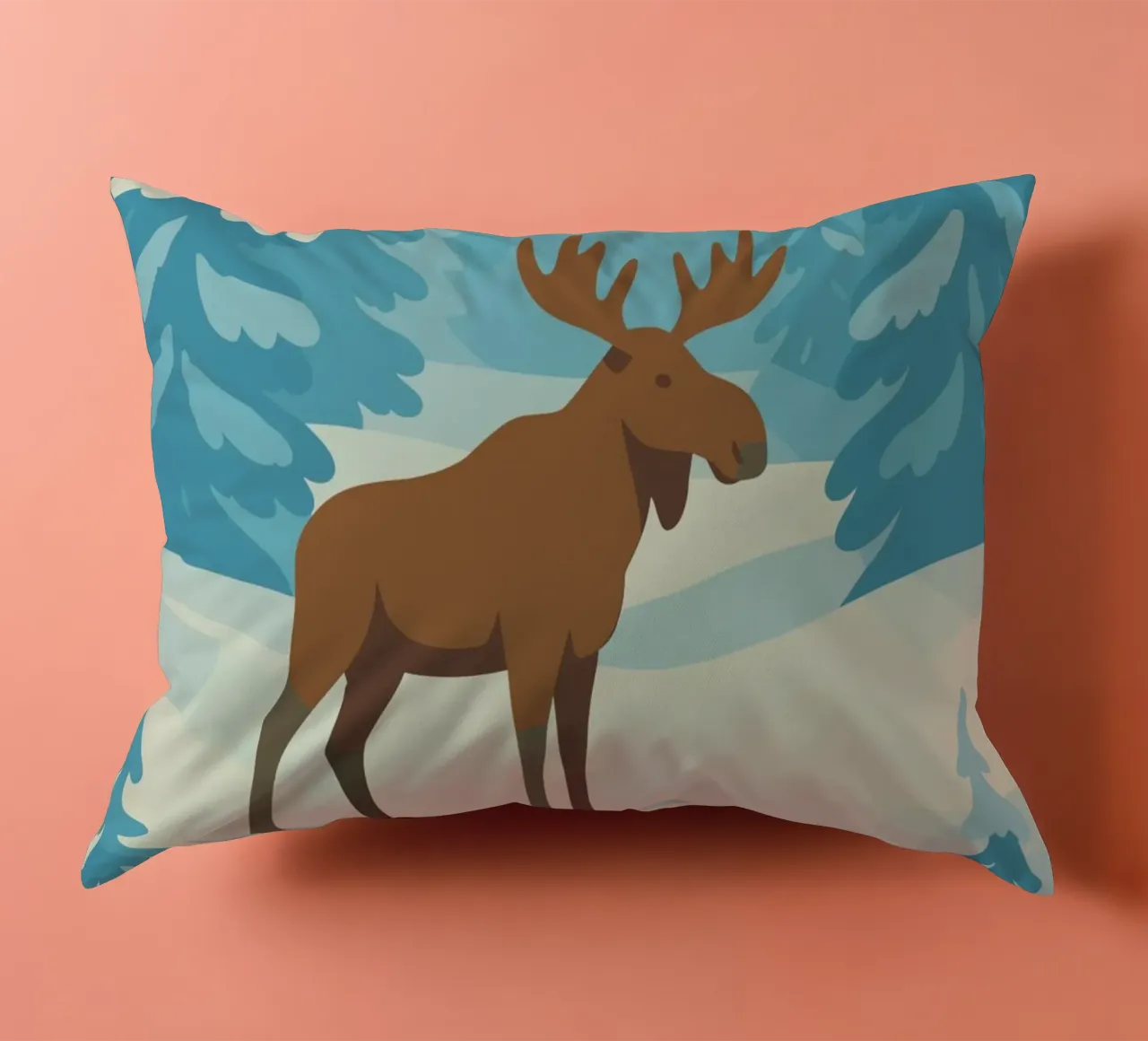 Alce in una foresta innevata cuscino da minimalist designs