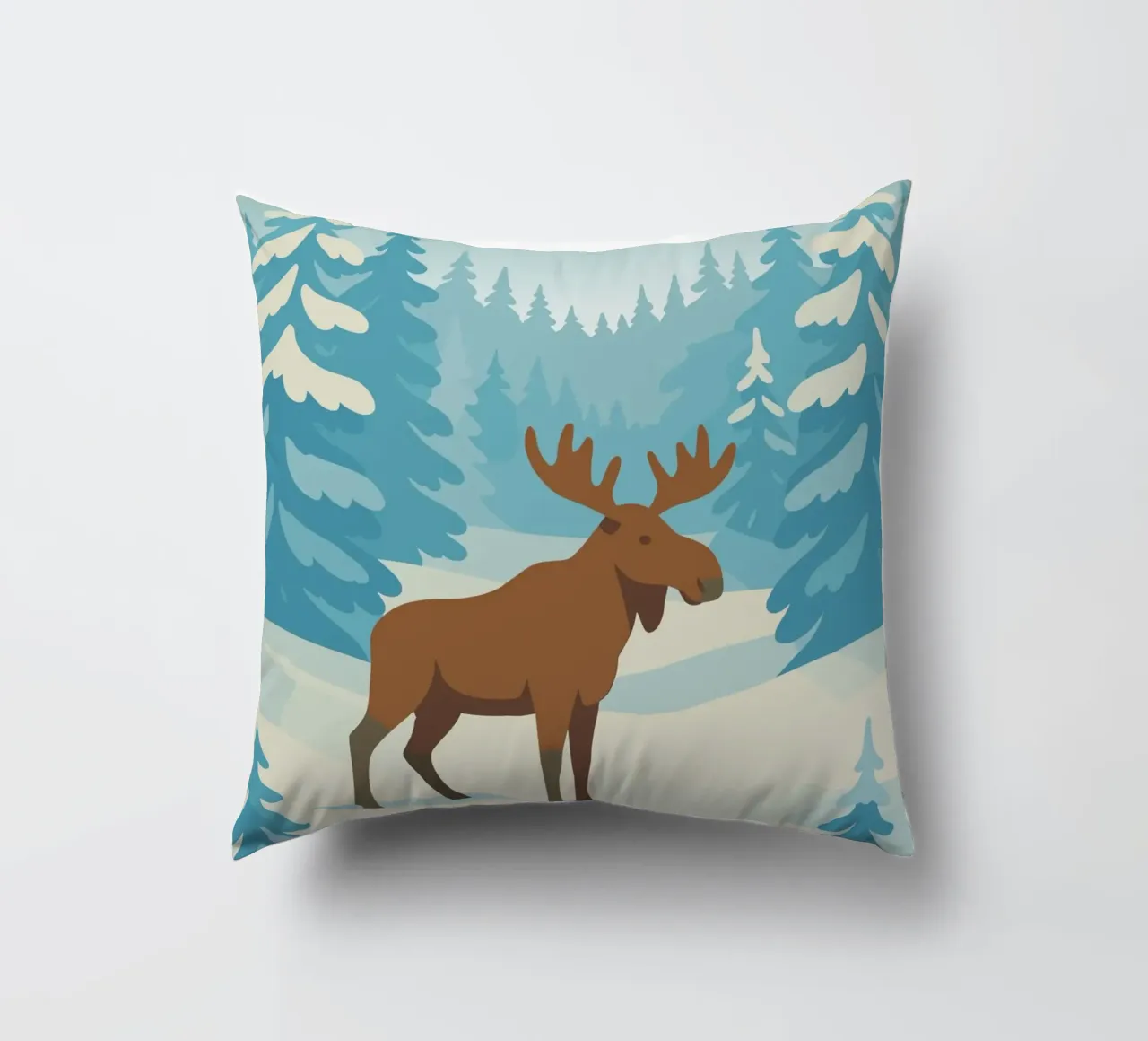 Alce in una foresta innevata cuscino da minimalist designs